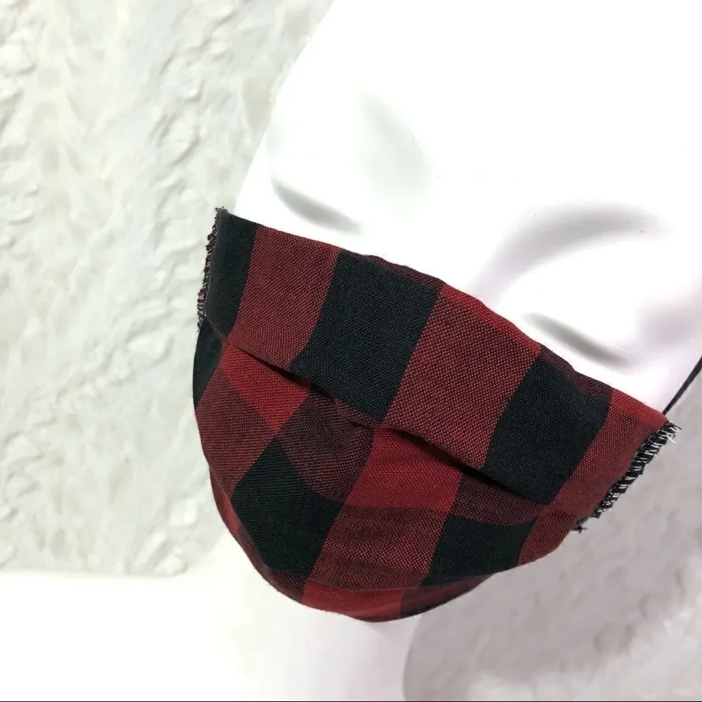 Buffalo plaid red face mask PPE protection cover